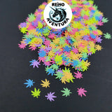 Neon Mix,  Marijuana Leaf 6mm , 420, Cannabis, Weed, Glitter, Hemp, Chunky, Confetti, Nail Deco, Resin Fillers