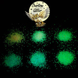 Iridescent Glow in the Dark Glitter, Color Shift, Chunky Glitter