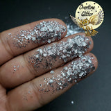 Silver Honeycomb 3D Texture Chunky Metallic Mix