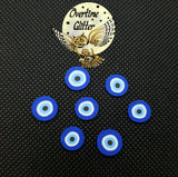 Blue Evil Eye 10mm Clay Sprinkles, Fimo Slices