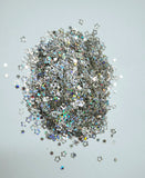 3-4mm Silver Holographic Star