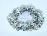 3-4mm Silver Holographic Hearts Mix