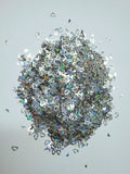 3-4mm Silver Holographic Hearts Mix