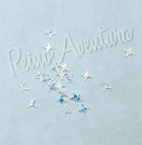 4mm Clear Iridescent 4 Pointed Stars